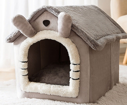 Cozy Cave Plush Pet House – Foldable Winter Sleep Nest