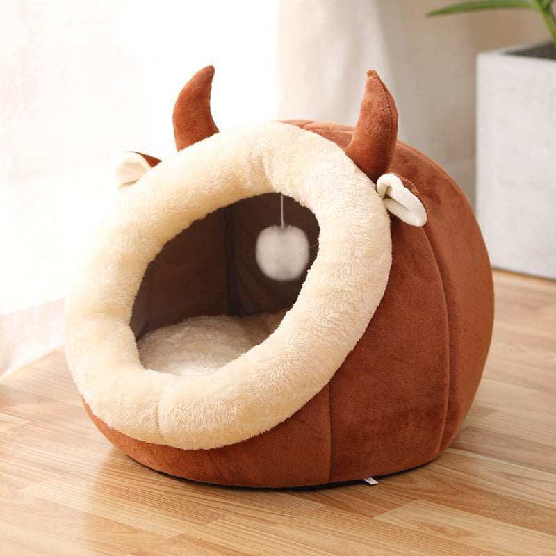 Cozy Cave Plush Pet House – Foldable Winter Sleep Nest