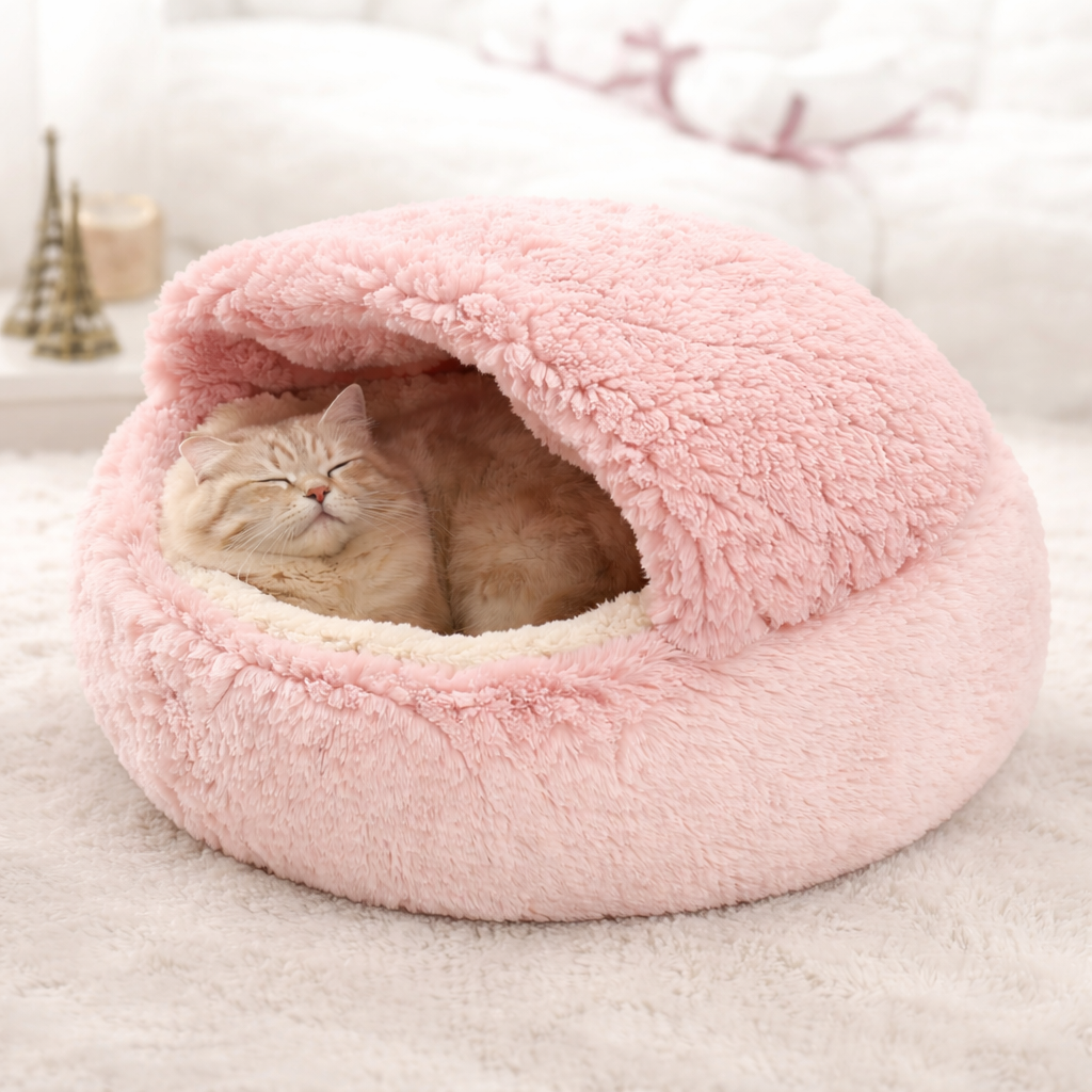 Snug Haven Nest Warm Plush Cat Bed – Cozy Anti-Slip Winter Nest