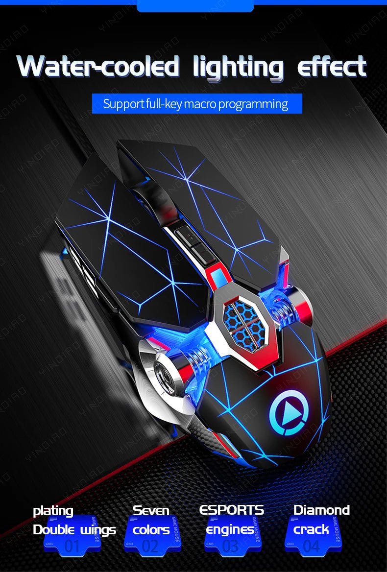 Ergonomic RGB Wired Gaming Mouse 3200DPI | Silent LED Backlit USB Optical Mouse with 6 Buttons for PC, Laptop & Gamers