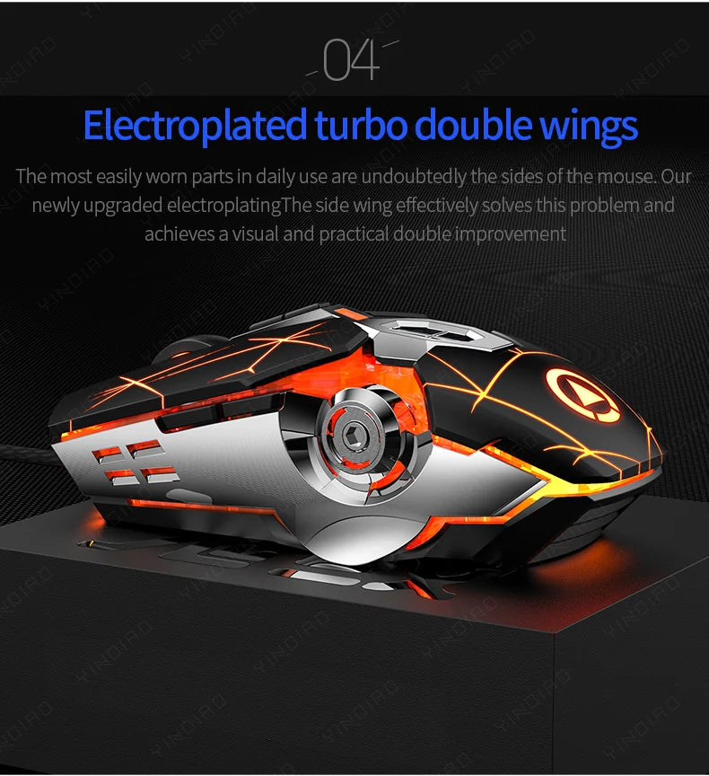 Ergonomic RGB Wired Gaming Mouse 3200DPI | Silent LED Backlit USB Optical Mouse with 6 Buttons for PC, Laptop & Gamers