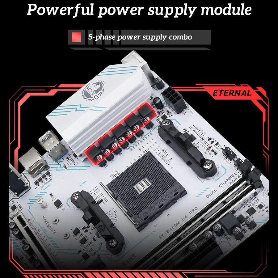 SOYO B450M Gaming Motherboard | AM4 Socket | DDR4 | NVMe M.2 | Supports AMD Ryzen 5600 CPU