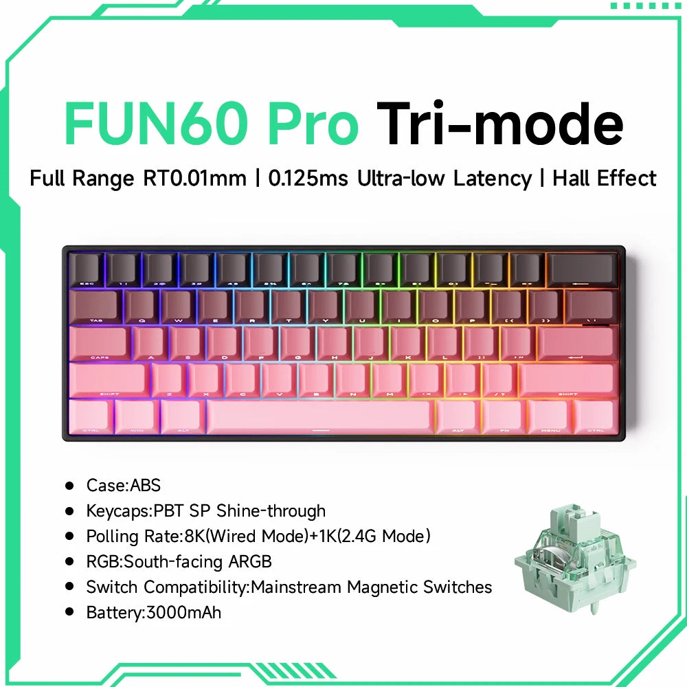 Pro-Level Precision: AKKO x MONSGEEK FUN60 PRO & MAX Wireless 60% Mechanical Keyboard with Magnetic Switches & Customizable RGB