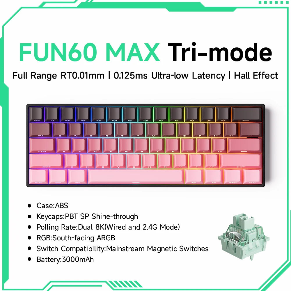 Pro-Level Precision: AKKO x MONSGEEK FUN60 PRO & MAX Wireless 60% Mechanical Keyboard with Magnetic Switches & Customizable RGB