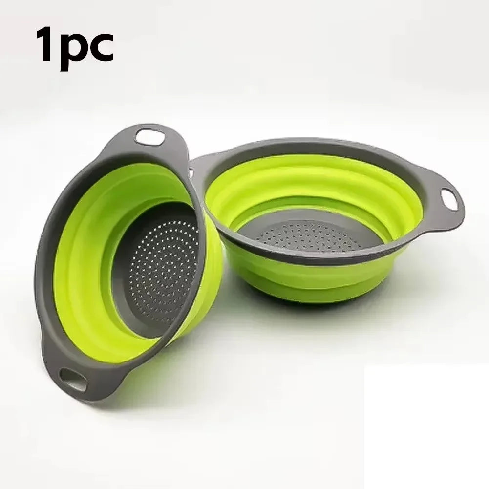 Silicone Folding Drain Basket - Collapsible Strainer & Kitchen Storage Tool