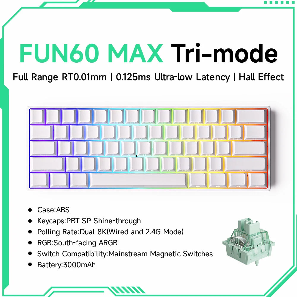 Pro-Level Precision: AKKO x MONSGEEK FUN60 PRO & MAX Wireless 60% Mechanical Keyboard with Magnetic Switches & Customizable RGB