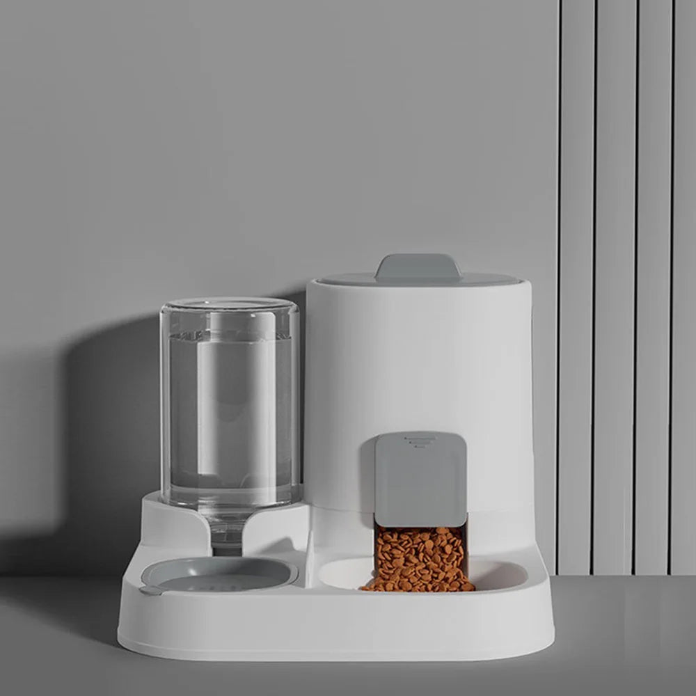 2-in-1 Spill-Proof Pet Feeding Station with Water Dispenser – Dual Bowl Set for Cats & Dogs | Non-Slip Base & Easy-Clean Design