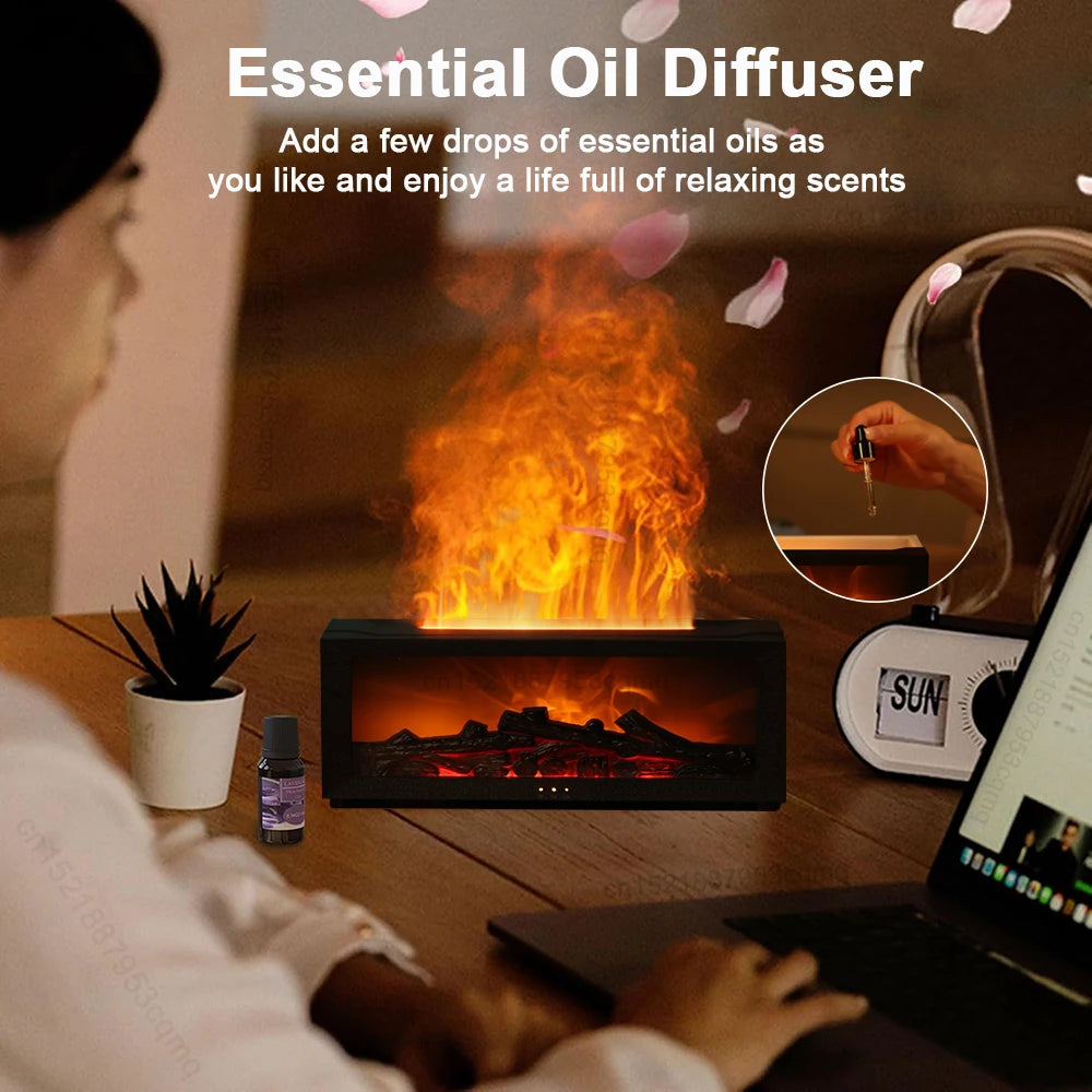 Ambient Flame Humidifier with Aroma Diffusion & LED Lighting