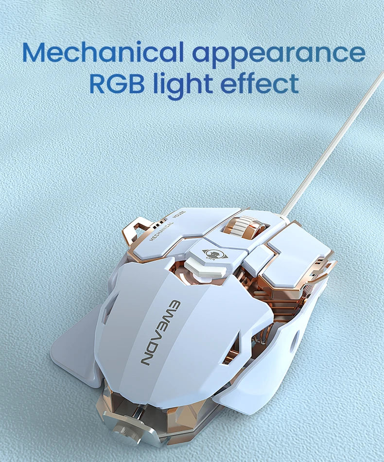 EWEADN G5 RGB Wired Gaming Mouse | Macro Function, Silent/Audible Click, Ergonomic Design for Laptop & PC