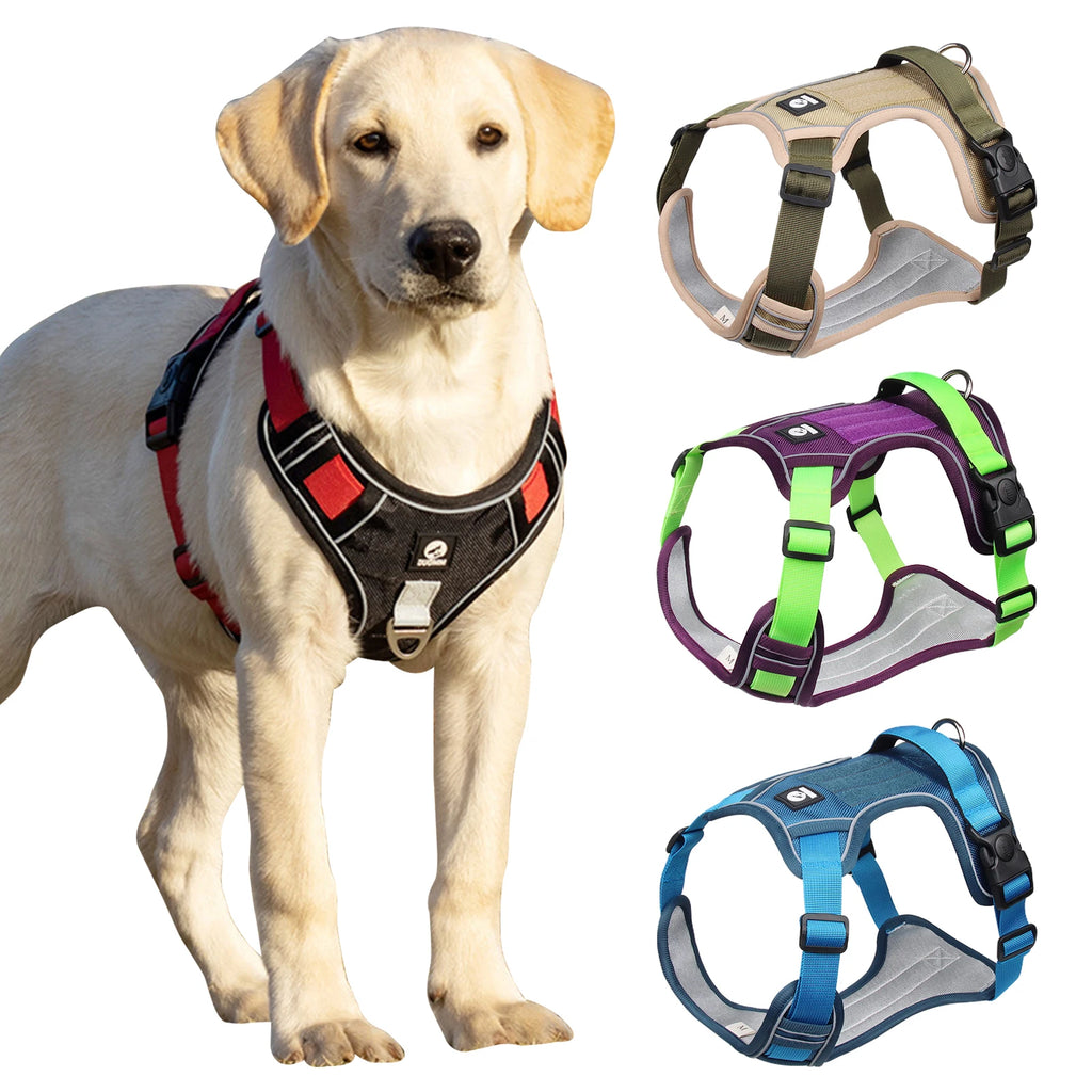 Reflective No-Pull Harness | Adjustable Tactical Vest for Medium & Large Dogs - Durable 1680D Oxford Waterproof Design