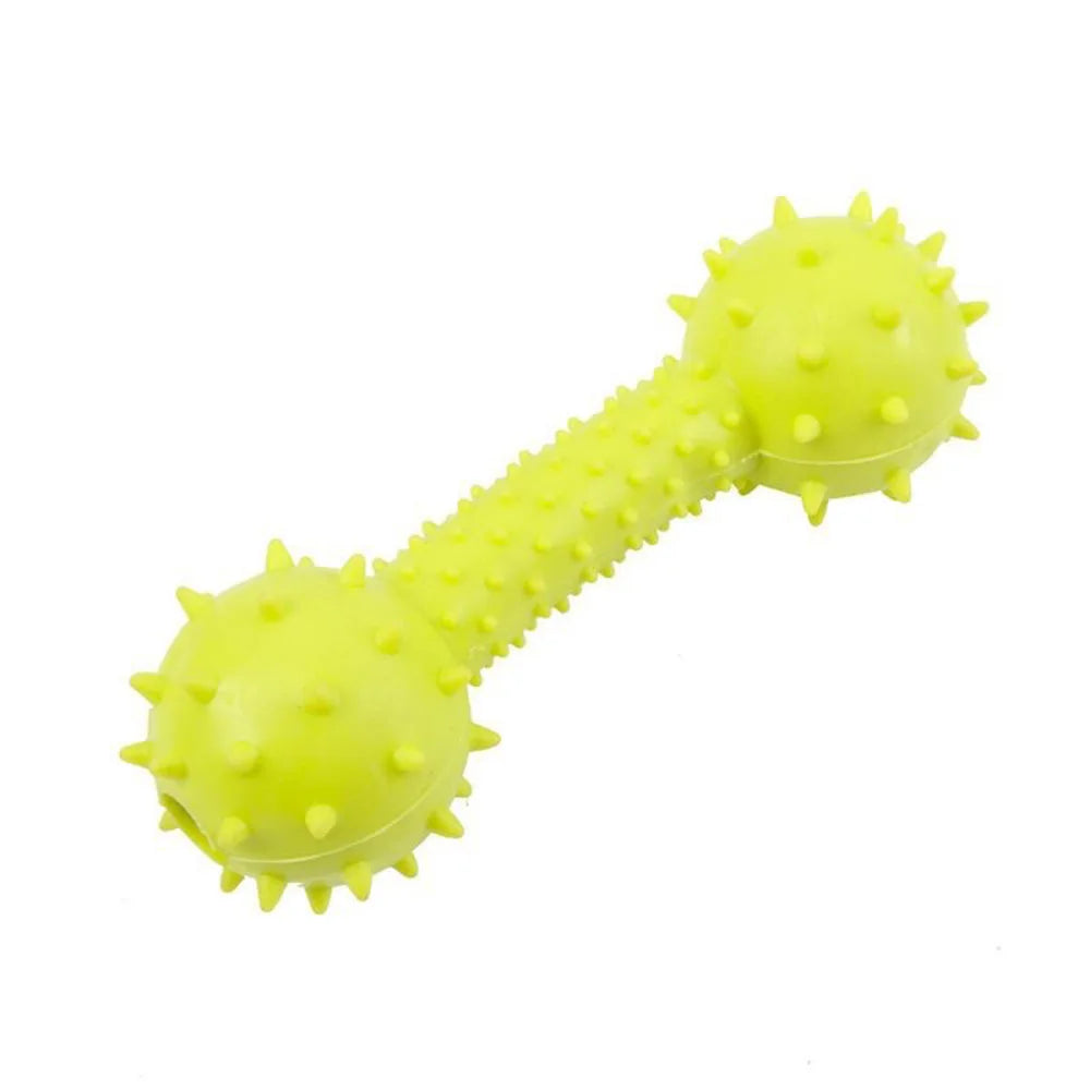 Puppy Squeaky Barbell Chew Toy | Teeth Cleaning Stick & Interactive Training Molar Toy for Small Dogs – Durable Pet Chewing Supplies