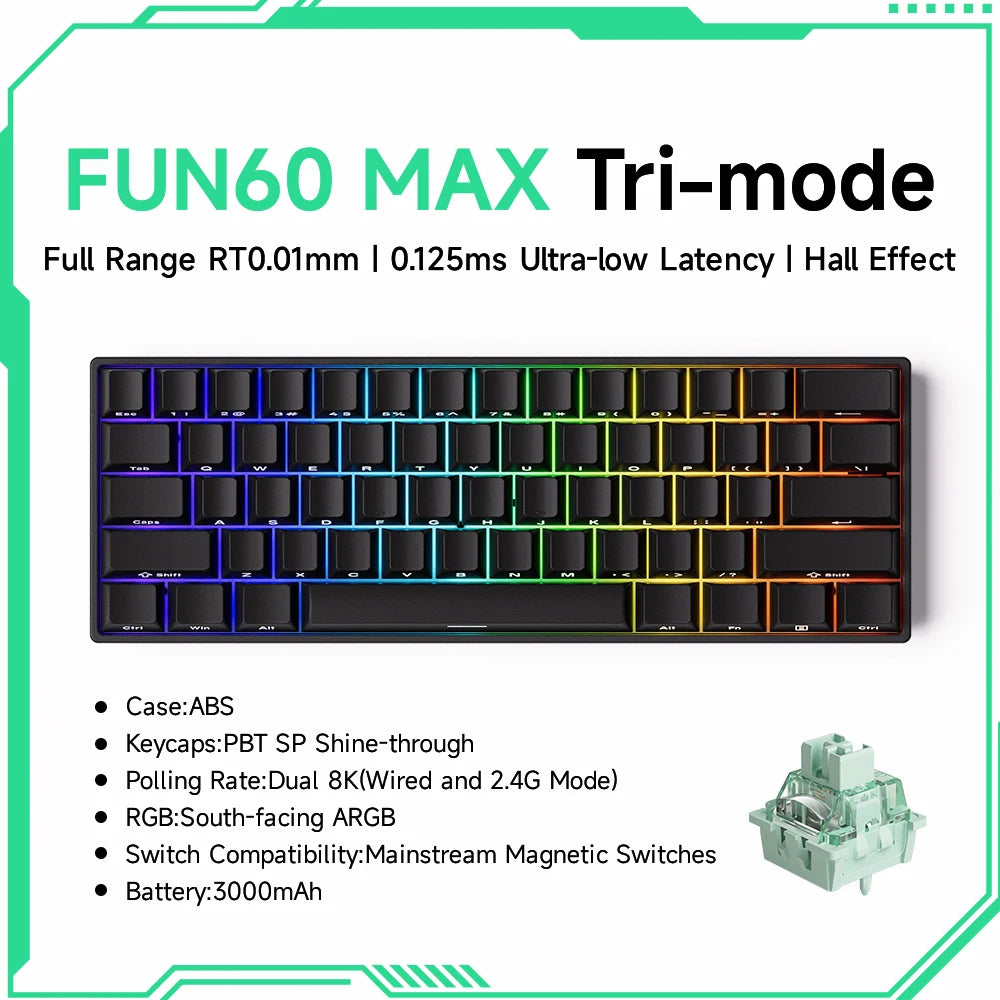 Pro-Level Precision: AKKO x MONSGEEK FUN60 PRO & MAX Wireless 60% Mechanical Keyboard with Magnetic Switches & Customizable RGB
