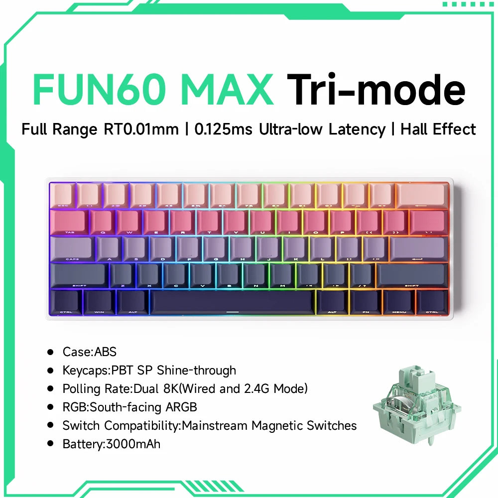 Pro-Level Precision: AKKO x MONSGEEK FUN60 PRO & MAX Wireless 60% Mechanical Keyboard with Magnetic Switches & Customizable RGB