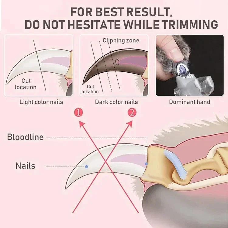 LED Pet Nail Clipper – Safe Nail Scissors for Dogs & Cats | Precision Claw Cutter with Light & Safety Guard