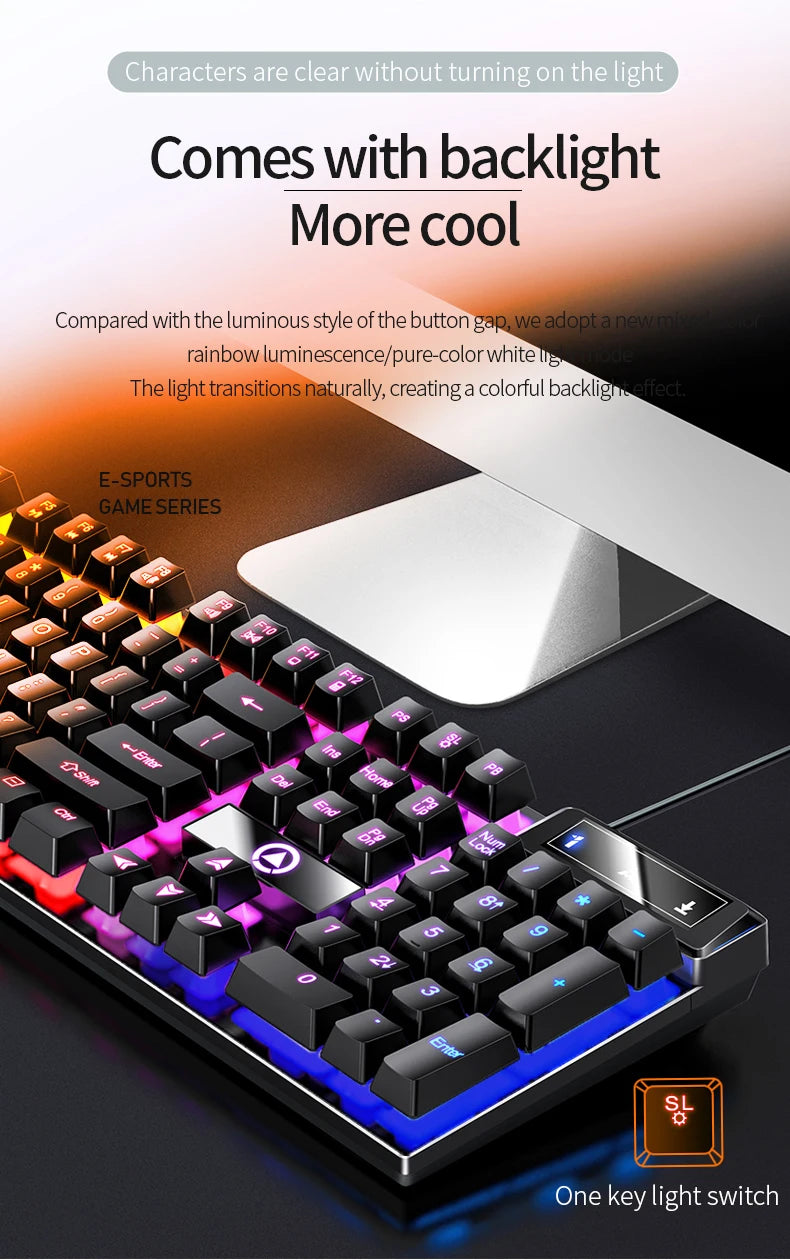YINDIAO K500 Wired Gaming Keyboard with Numpad | Low-Profile Silent Keys, Ergonomic Design, USB Plug & Play for PC, Laptop & Office