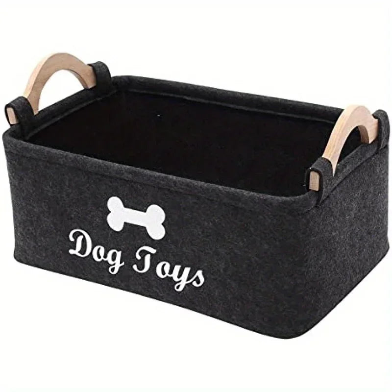 Felt Pet Toy Storage Basket – Durable Organizer Box for Dog & Cat Toys | Stylish Home Storage for Pet Accessories
