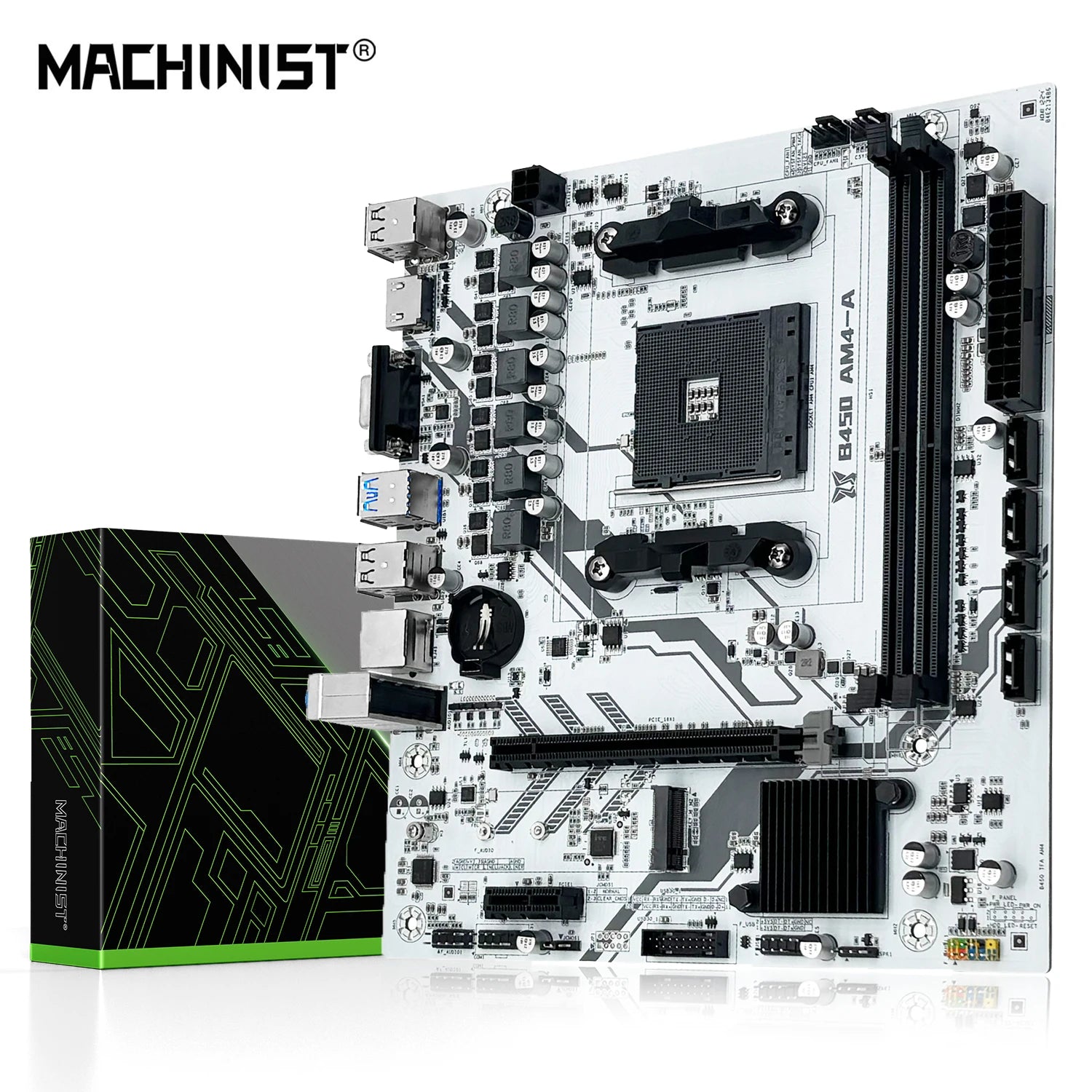 MACHINIST B450 Motherboard | AM4 Socket | Dual-Channel DDR4 | NVMe M.2 | Supports Ryzen 5500/5600G CPUs