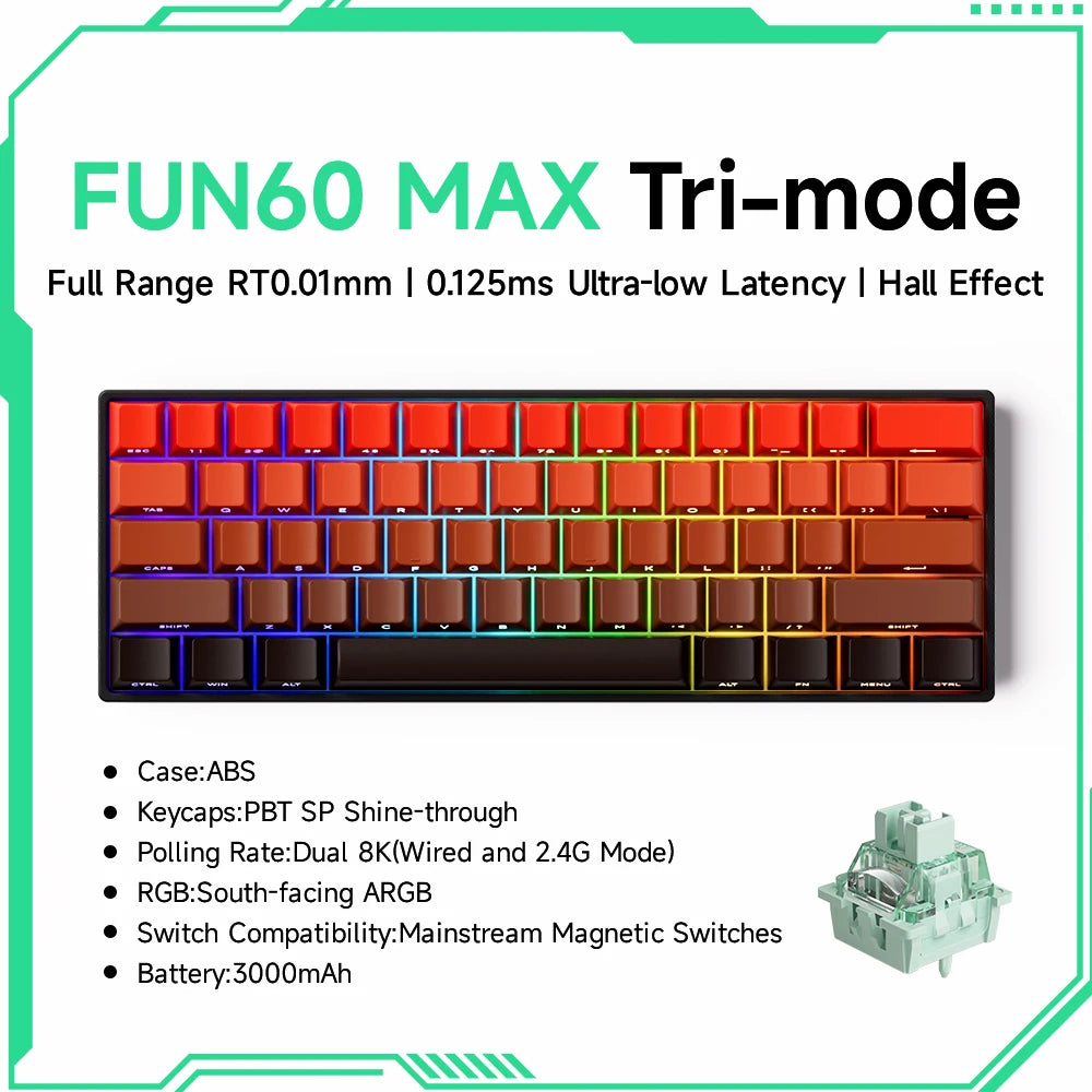 Pro-Level Precision: AKKO x MONSGEEK FUN60 PRO & MAX Wireless 60% Mechanical Keyboard with Magnetic Switches & Customizable RGB