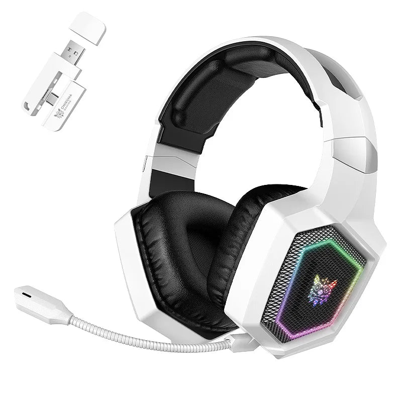 ONIKUMA GT806 Tri-Mode Wireless Gaming Headset with Detachable Mic | 2.4GHz, Bluetooth 5.3 & Wired Modes | RGB Lights, Noise-Cancelling, Deep Bass