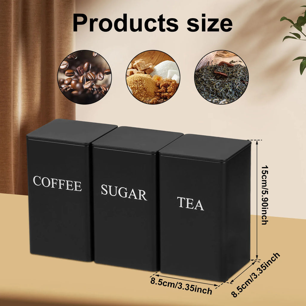Airtight Coffee, Tea & Sugar Jar - Luxury Metal Canister with Bamboo Lid for Freshness