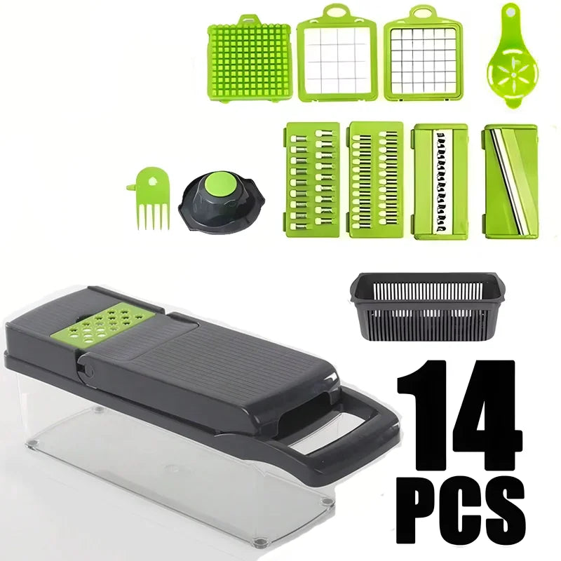 14/16 in 1 Multifunction Vegetable Chopper, Slicer, Dicer & Gater for Effortless Meal Prep