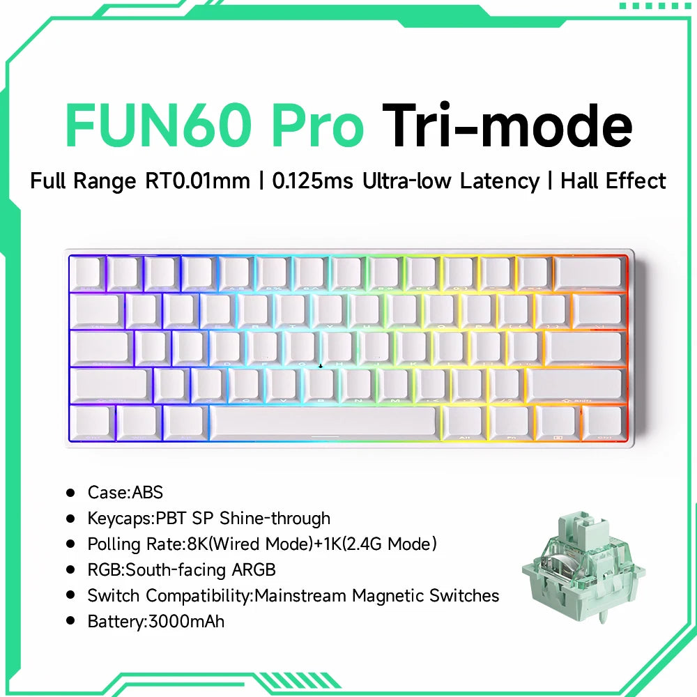 Pro-Level Precision: AKKO x MONSGEEK FUN60 PRO & MAX Wireless 60% Mechanical Keyboard with Magnetic Switches & Customizable RGB