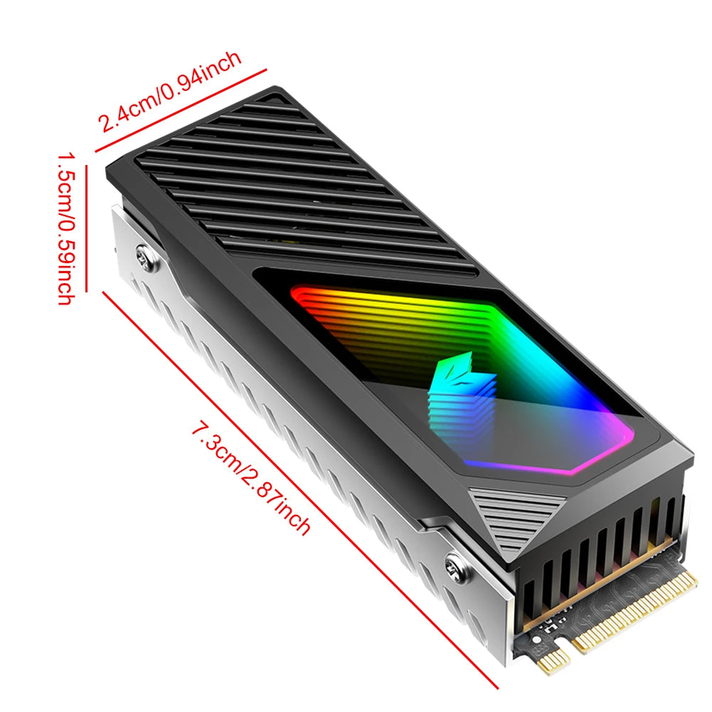 M.2 NVMe SSD Cooler — Aluminum ARGB Heatsink with Mini Fan (2280)