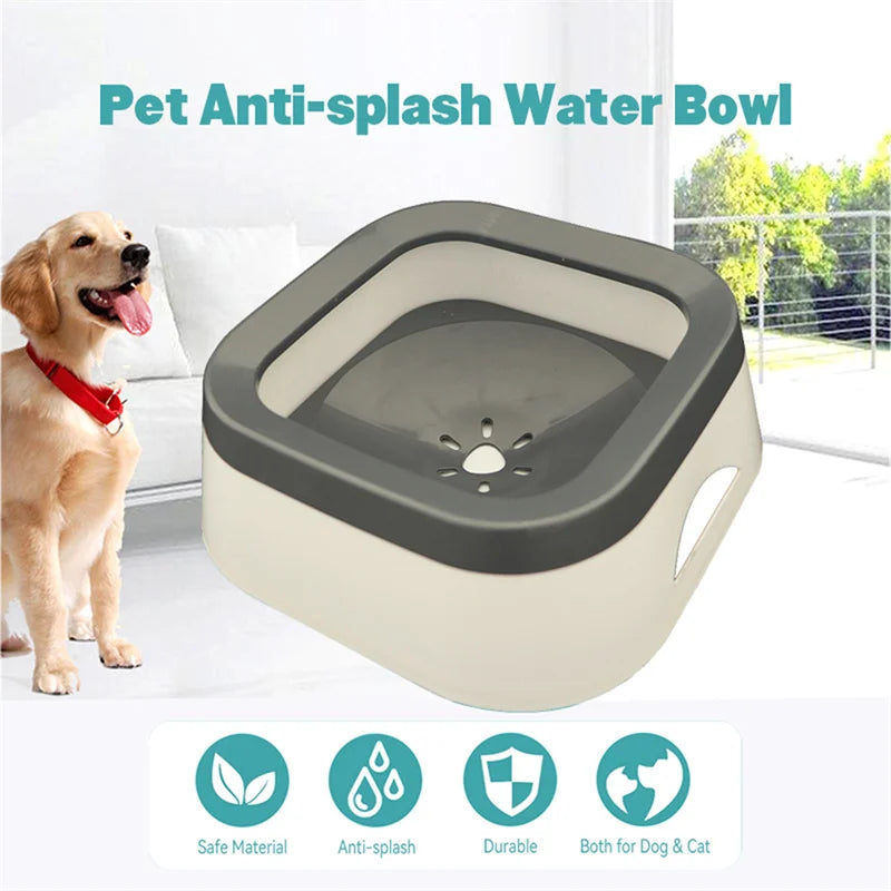 Anti-Splash Pet Water Bowl – 1L Large Capacity No-Spill Drinking Bowl for Dogs & Cats | Slow Water Feeder for Home & Travel