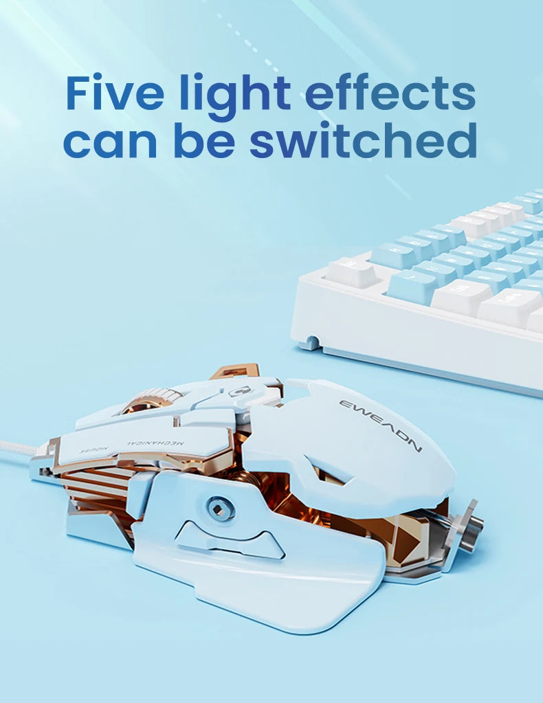 EWEADN G5 RGB Wired Gaming Mouse | Macro Function, Silent/Audible Click, Ergonomic Design for Laptop & PC