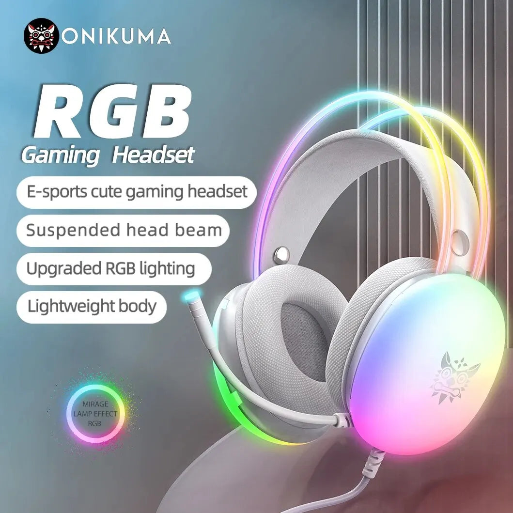 ONIKUMA RGB Gaming Headset | Esports Surround Sound Headphones with Mic & LED Lights