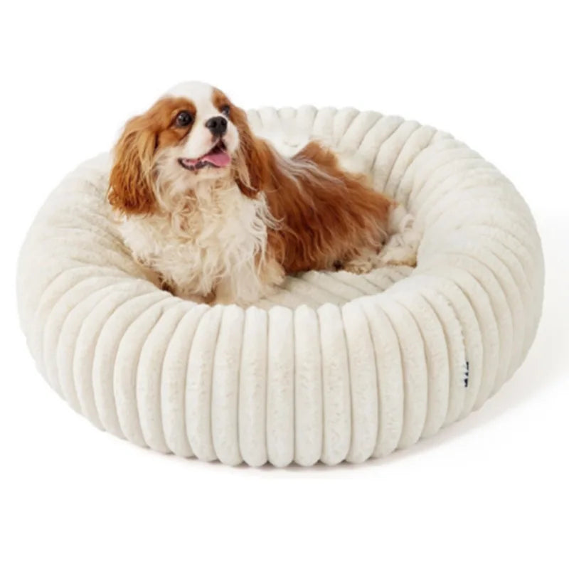 Plush Round Pet Bed – Soft Fluffy Cat & Dog Nest | Warm Long-Hair Cushion for All Seasons | Cozy Rabbit & Kitten Sleeping Pad