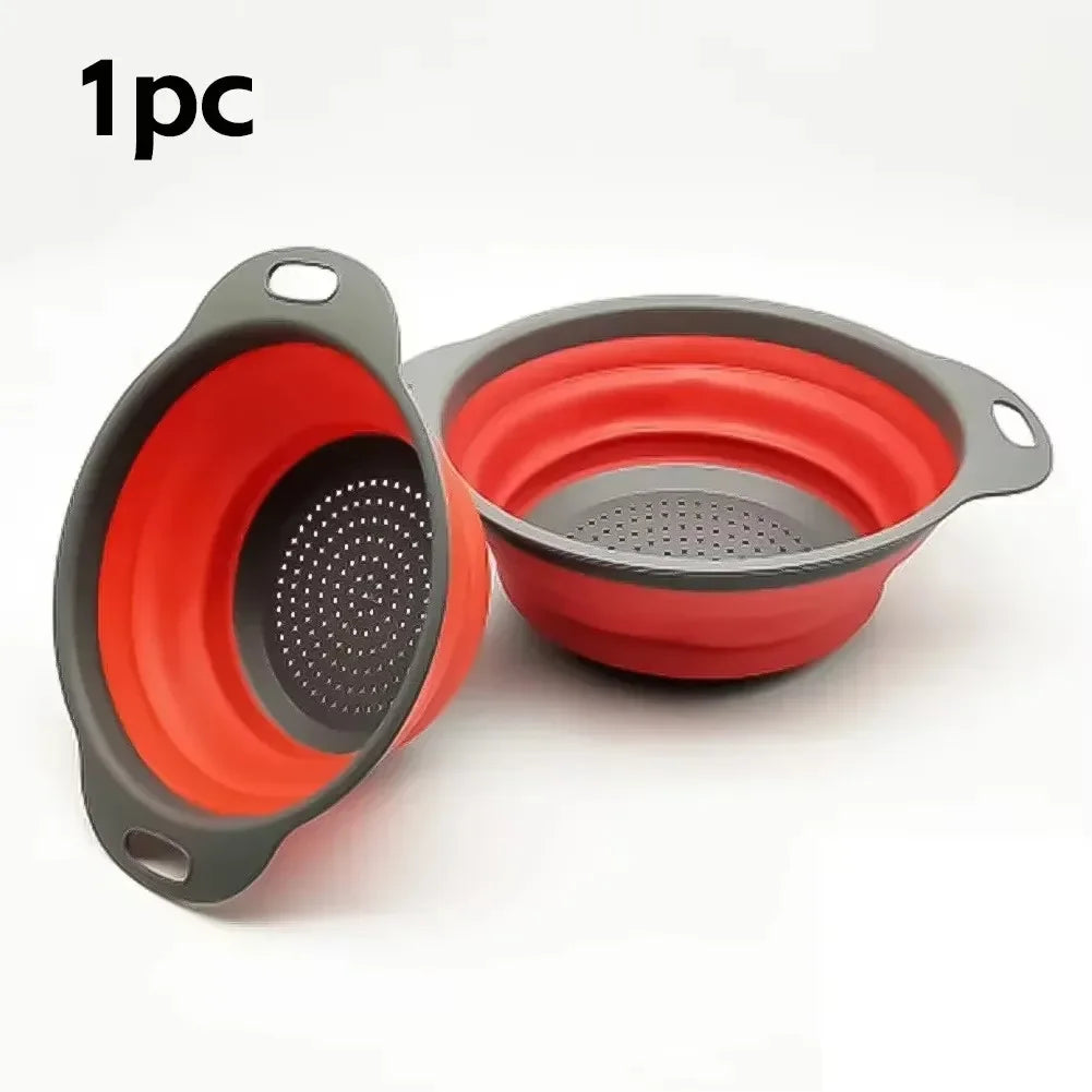 Silicone Folding Drain Basket - Collapsible Strainer & Kitchen Storage Tool