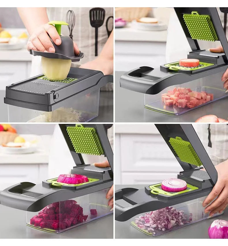 14/16 in 1 Multifunction Vegetable Chopper, Slicer, Dicer & Gater for Effortless Meal Prep