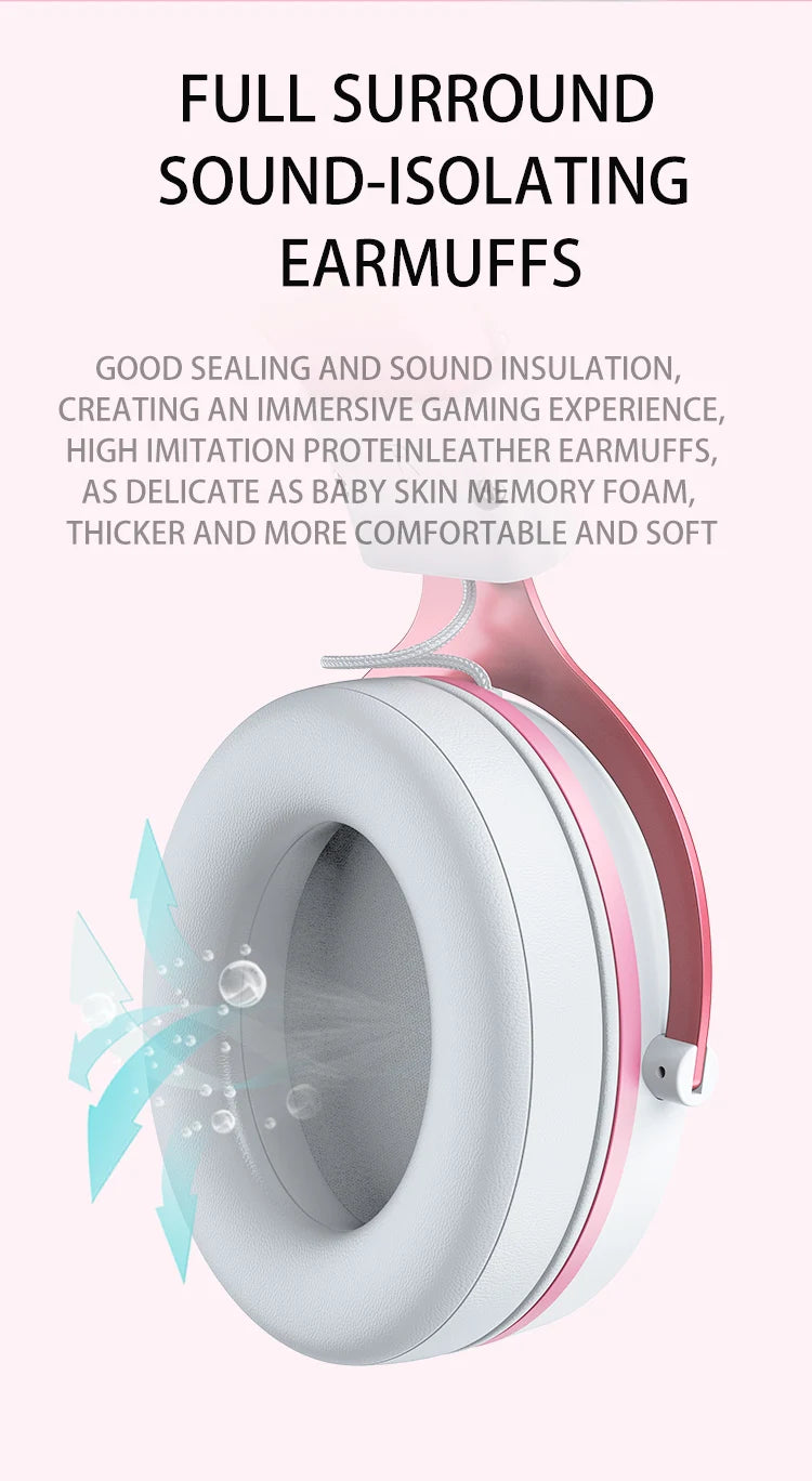 Onikuma RGB Cat Ear Gaming Headset – Pink Noise Cancelling Headphones with Mic & LED Lights