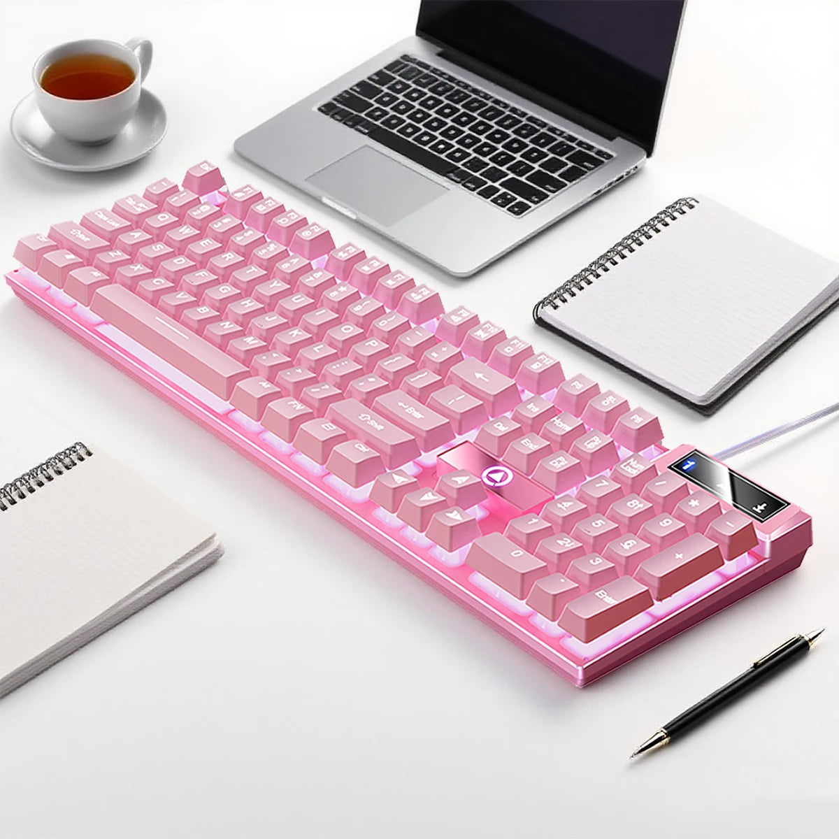 YINDIAO K500 Wired Gaming Keyboard with Numpad | Low-Profile Silent Keys, Ergonomic Design, USB Plug & Play for PC, Laptop & Office