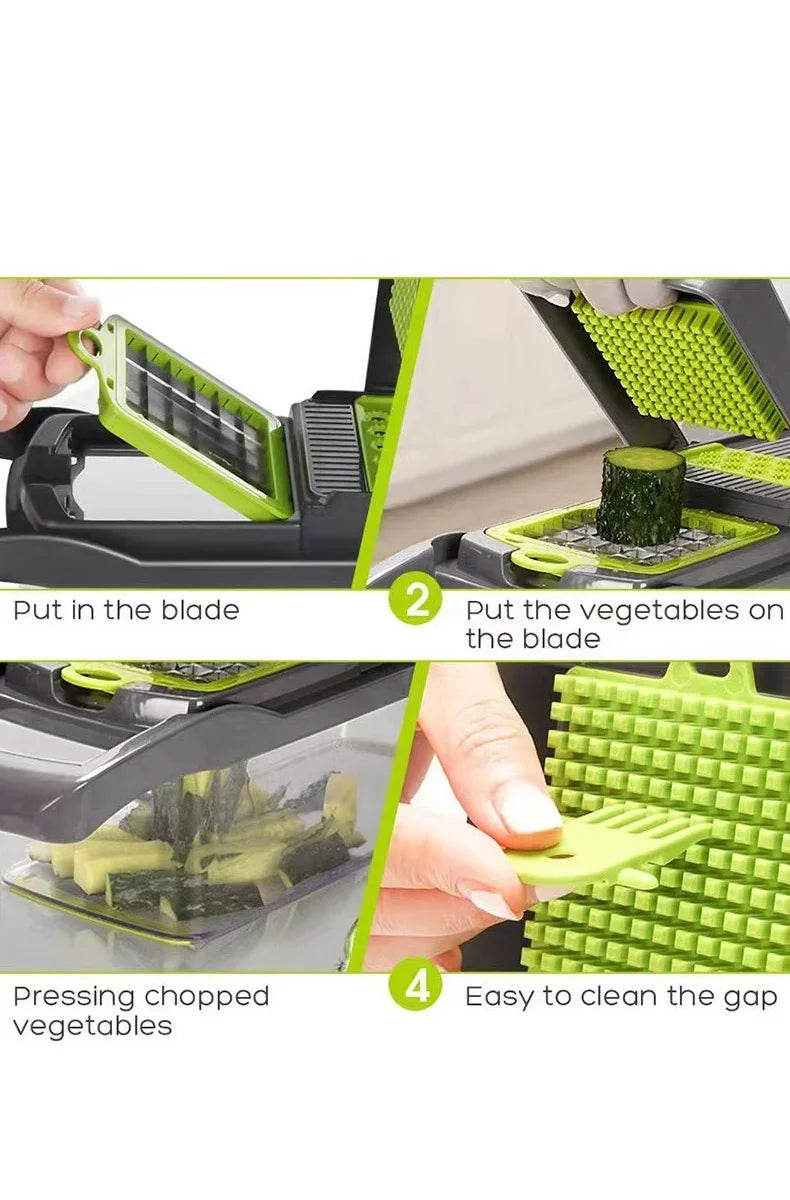 14/16 in 1 Multifunction Vegetable Chopper, Slicer, Dicer & Gater for Effortless Meal Prep