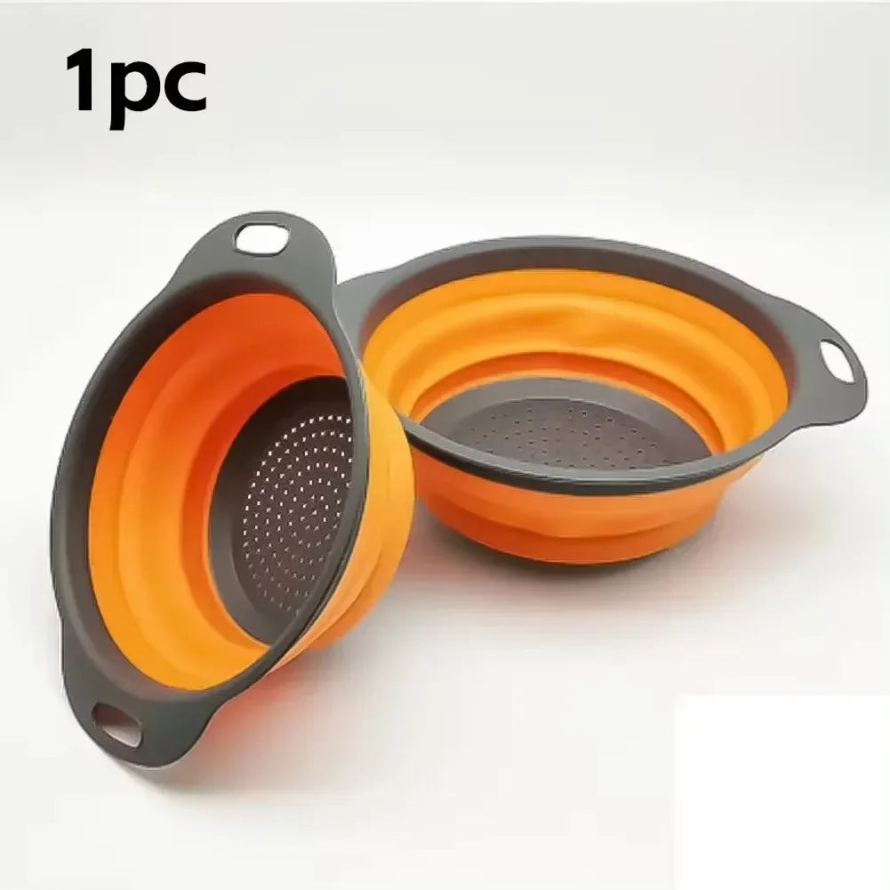 Silicone Folding Drain Basket - Collapsible Strainer & Kitchen Storage Tool