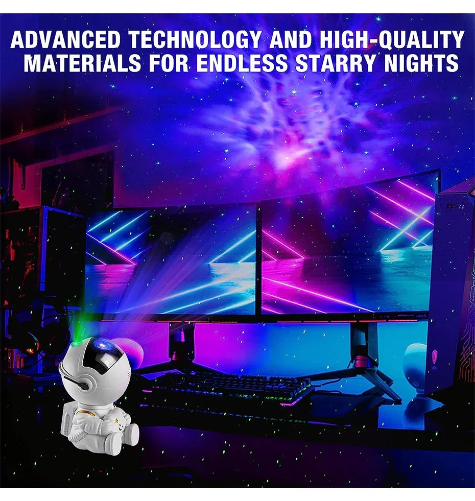 Cosmic Astronaut Galaxy Projector with 8 Nebula Modes, Starry Sky Effects, Remote Control & Ambient Night Lighting