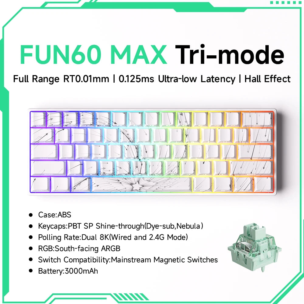 Pro-Level Precision: AKKO x MONSGEEK FUN60 PRO & MAX Wireless 60% Mechanical Keyboard with Magnetic Switches & Customizable RGB