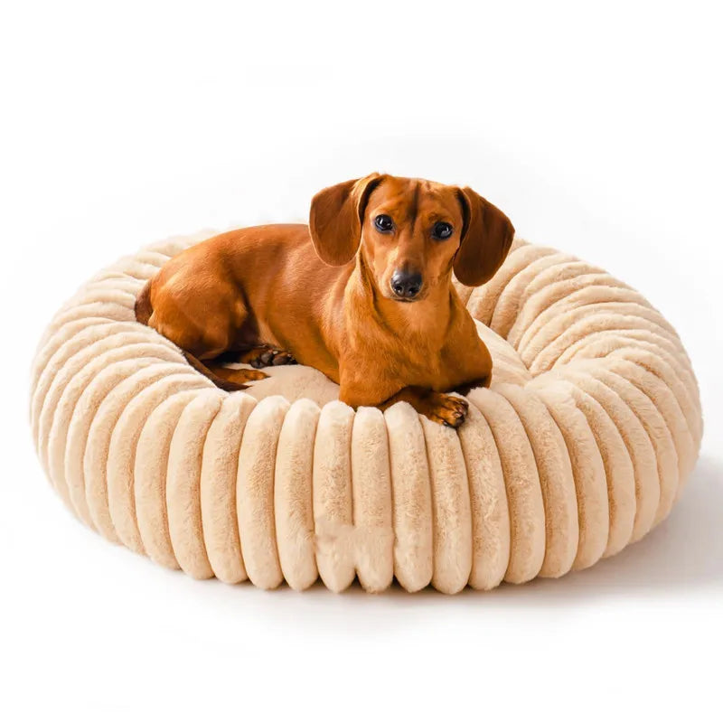 Plush Round Pet Bed – Soft Fluffy Cat & Dog Nest | Warm Long-Hair Cushion for All Seasons | Cozy Rabbit & Kitten Sleeping Pad