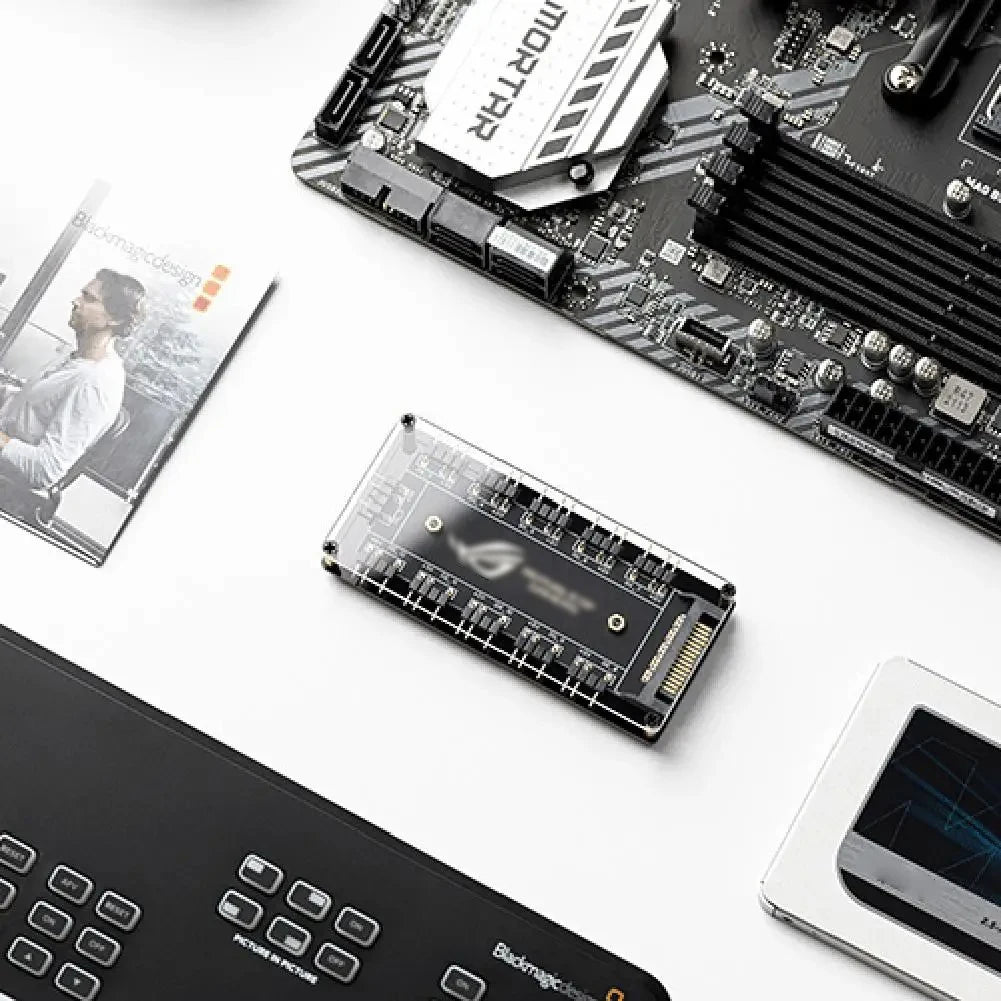 5V ARGB Splitter Hub — 1-to-10 Port 3-Pin Addressable RGB Controller w/ SATA Power