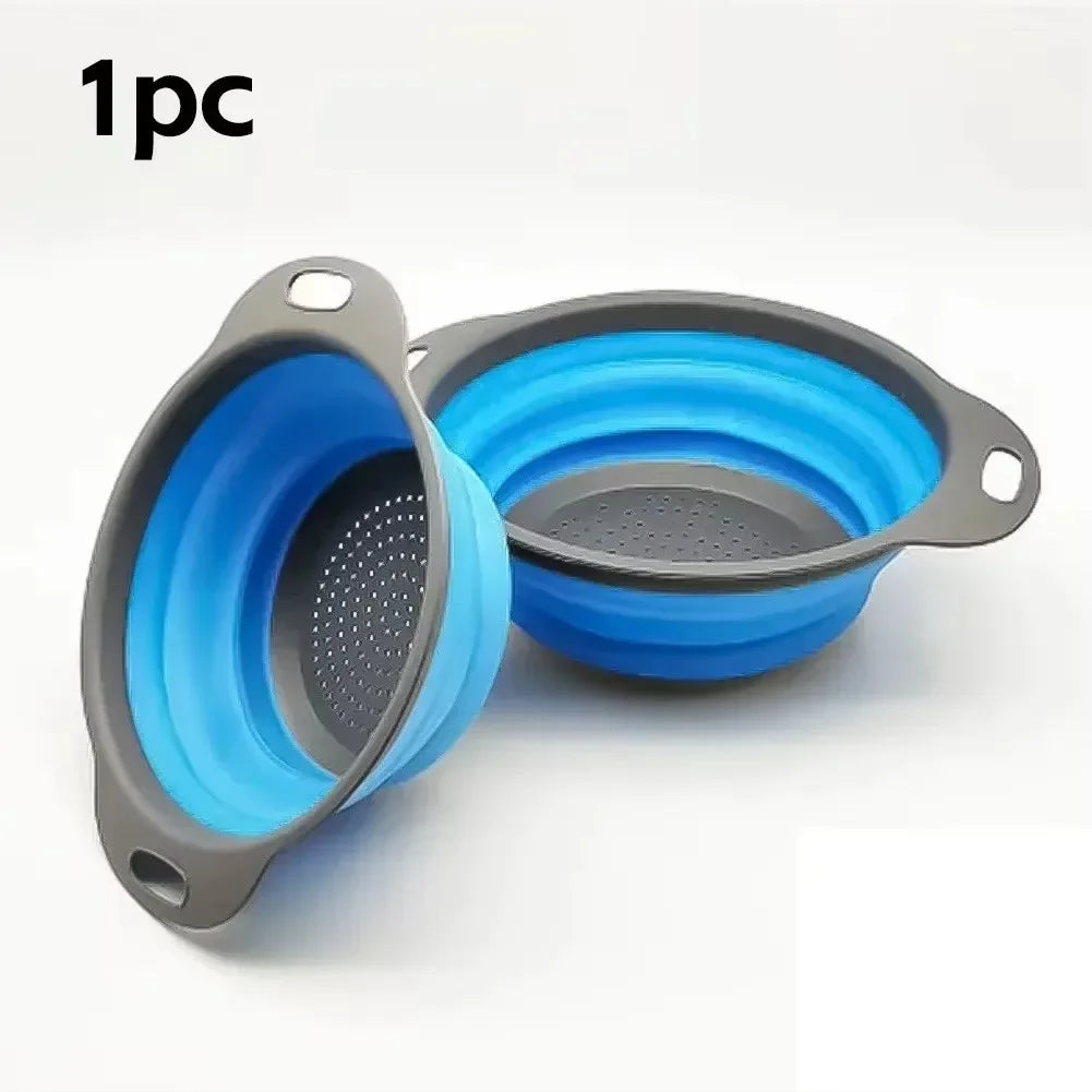Silicone Folding Drain Basket - Collapsible Strainer & Kitchen Storage Tool