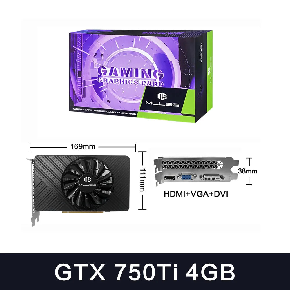 MLLSE GTX 750Ti 4GB GDDR5 Graphics Card | 128-Bit | HDMI DVI VGA | PCI-E 3.0 Gaming GPU