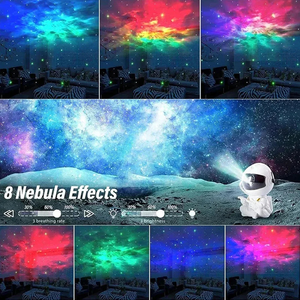 Cosmic Astronaut Galaxy Projector with 8 Nebula Modes, Starry Sky Effects, Remote Control & Ambient Night Lighting