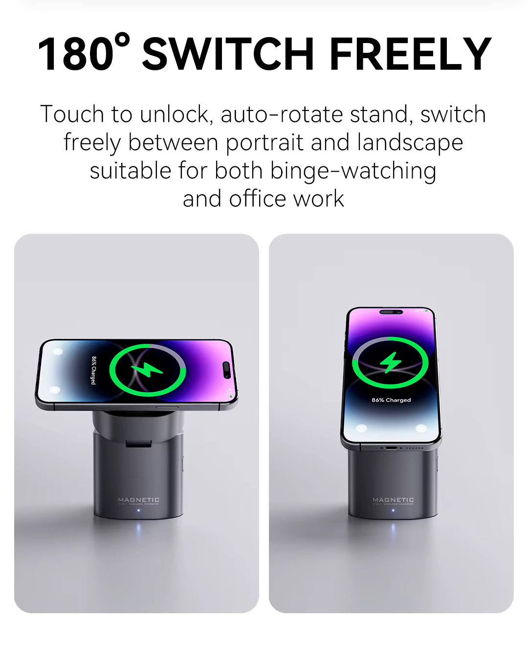 3-in-1 Magnetic Wireless Charger Stand | 15W Fast Charging Dock for iPhone 12–16, Apple Watch, and AirPods | Foldable Desk Charging Station