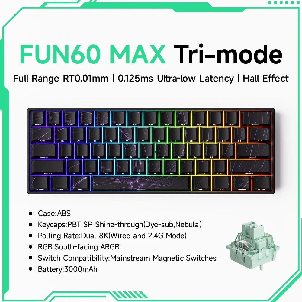 Pro-Level Precision: AKKO x MONSGEEK FUN60 PRO & MAX Wireless 60% Mechanical Keyboard with Magnetic Switches & Customizable RGB