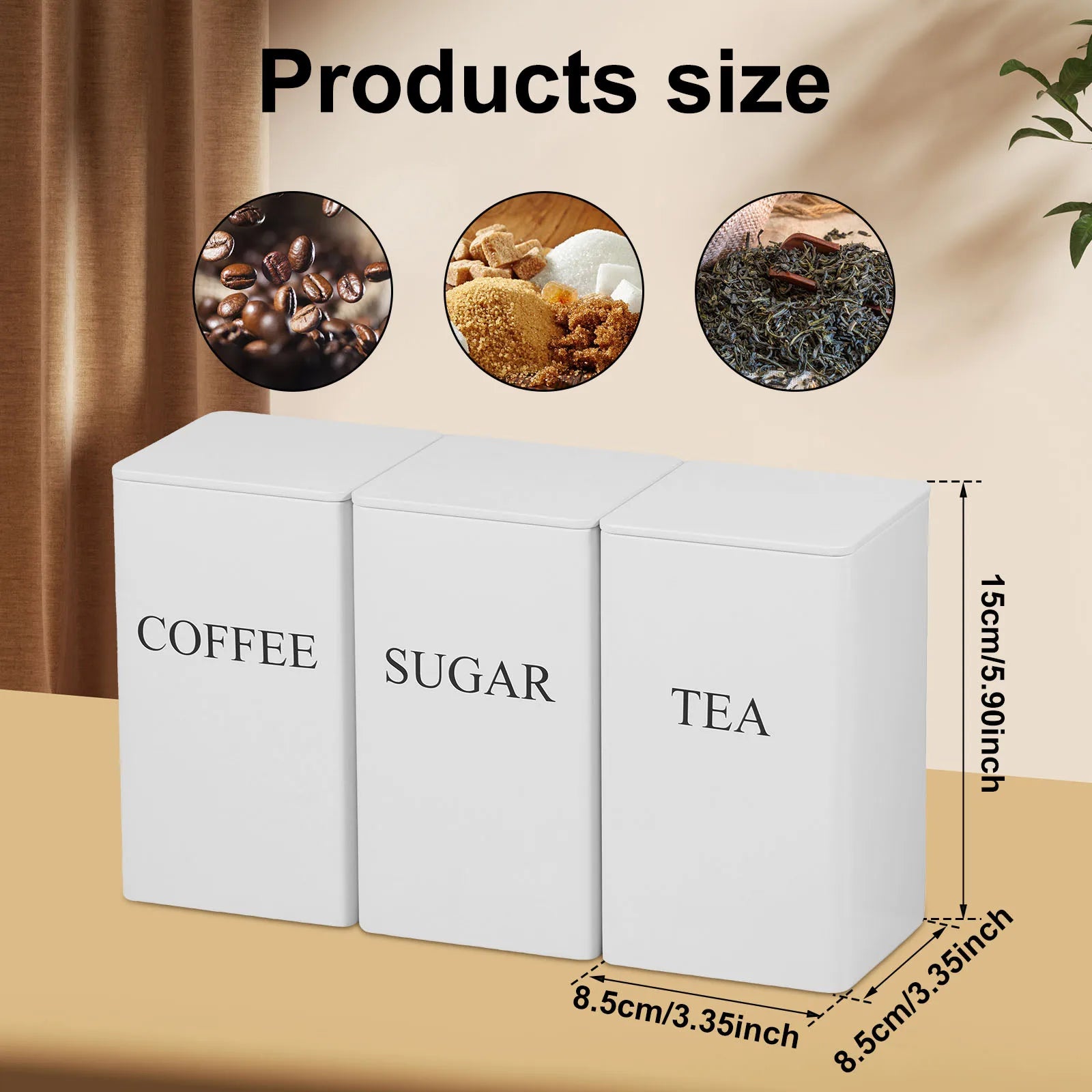 Airtight Coffee, Tea & Sugar Jar - Luxury Metal Canister with Bamboo Lid for Freshness