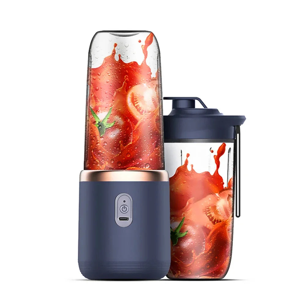 6 Blades Portable Electric Juicer Cup - USB Rechargeable Smoothie Maker Mini Blender for Travel & Fresh Juices