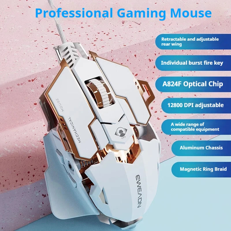 EWEADN G5 RGB Wired Gaming Mouse | Macro Function, Silent/Audible Click, Ergonomic Design for Laptop & PC