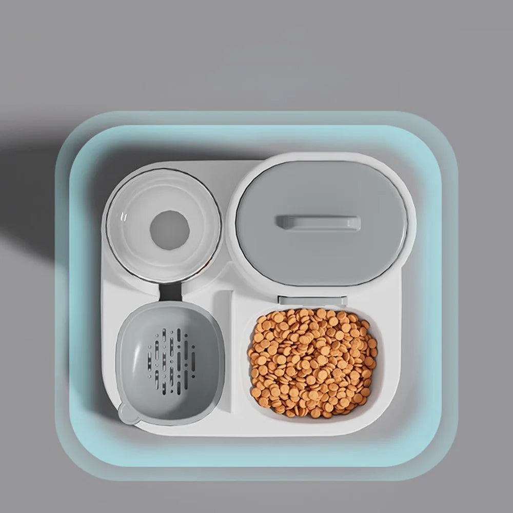 2-in-1 Spill-Proof Pet Feeding Station with Water Dispenser – Dual Bowl Set for Cats & Dogs | Non-Slip Base & Easy-Clean Design